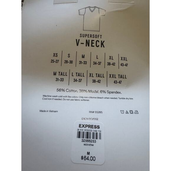 NIB Express super soft V-Nexk men’s medium retail 64$ men’s t shirt undershirt - Picture 3 of 6